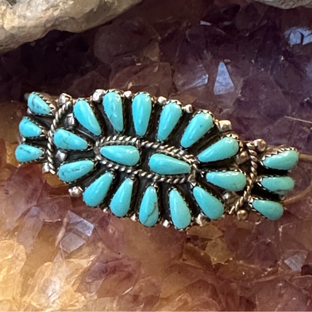 Sold 🌸 Native turquoise, sterling, silver cuff - Picture 1 of 8